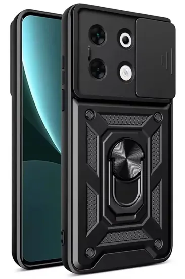 Newface İnfinix Zero 30 5G Kılıf Pars Lens Yüzüklü Silikon - Siyah resmi