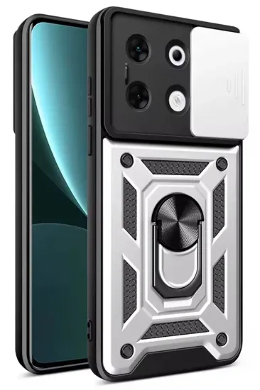 Newface İnfinix Zero 30 5G Kılıf Pars Lens Yüzüklü Silikon - Gümüş resmi