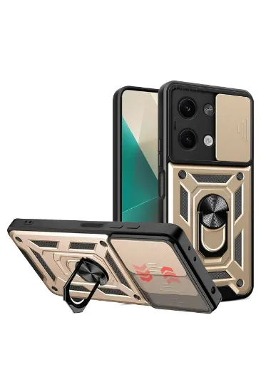 Newface Xiaomi Poco X6 Kılıf Pars Lens Yüzüklü Silikon - Gold resmi