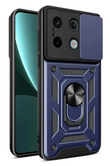 Newface Xiaomi Poco X6 Pro Kılıf Pars Lens Yüzüklü Silikon - Lacivert resmi