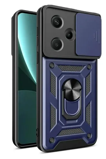 Newface Xiaomi Redmi Note 13 Pro Plus Kılıf Pars Lens Yüzüklü Silikon - Lacivert resmi