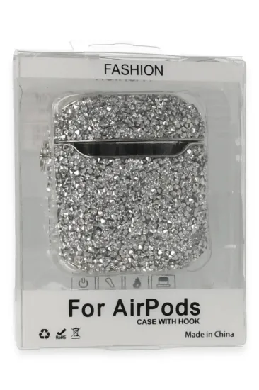 Newface Airpods 2 (2.nesil) Mira Taşlı Kılıf - Gümüş resmi