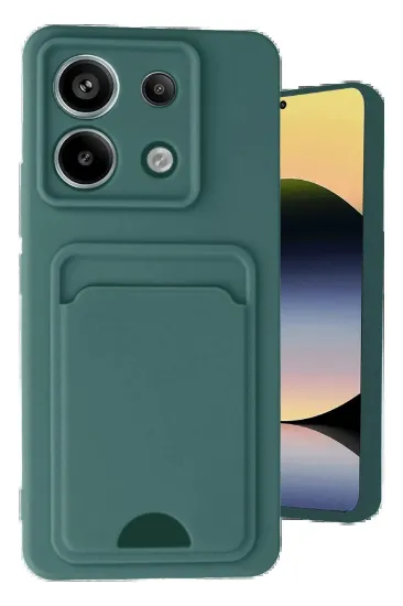 Newface Xiaomi Redmi Note 13 Pro 5G Kılıf Kelvin Kartvizitli Silikon - Koyu Yeşil resmi
