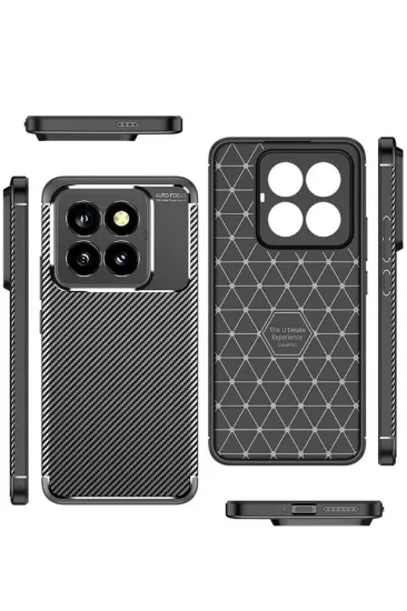 Newface Xiaomi Mi 14T Pro Kılıf Auto Focus Karbon Kapak - Siyah resmi