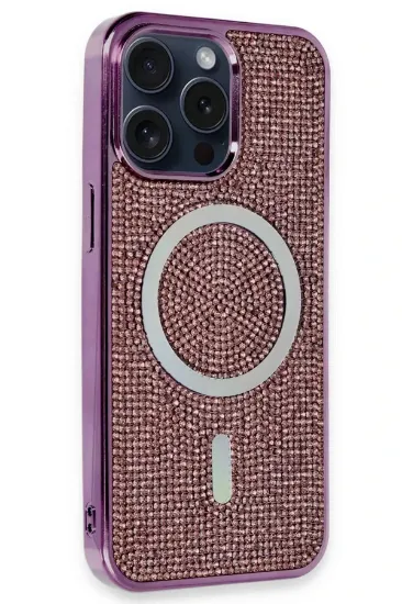 Newface iPhone 15 Pro Kılıf Diamond Magsafe Kapak - Derin Mor resmi