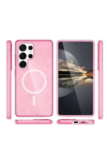 Newface Samsung Galaxy S24 Ultra Kılıf Glow Magsafe Kapak - Pembe resmi
