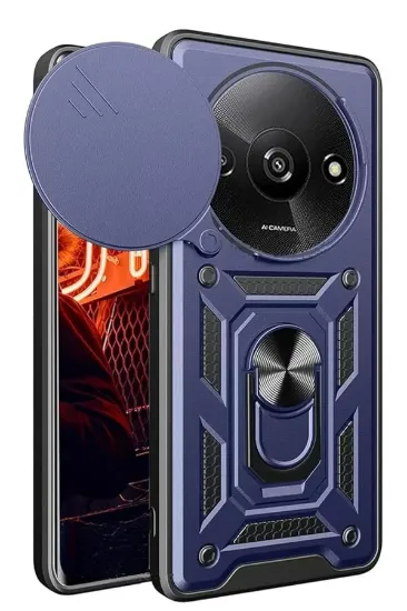 Newface Xiaomi Redmi A3 4G Kılıf Pars Lens Yüzüklü Silikon - Lacivert resmi