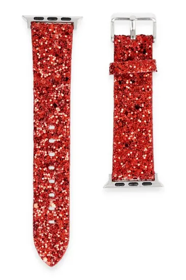 Newface Apple Watch 38mm Starry Taşlı Kordon - Kırmızı resmi
