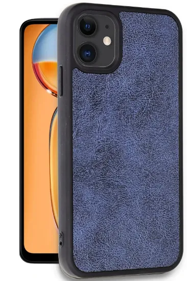 Newface iPhone 11 Kılıf Aras Deri Kapak - Lacivert resmi