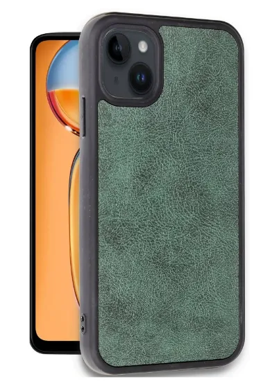 Newface iPhone 15 Kılıf Aras Deri Kapak - Koyu Yeşil resmi