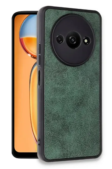 Newface Xiaomi Redmi A3 4G Kılıf Aras Deri Kapak - Koyu Yeşil resmi