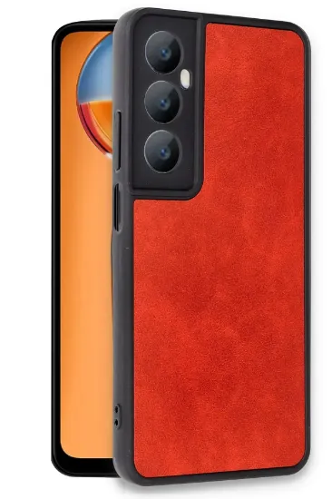 Newface Realme C65 Kılıf Aras Deri Kapak - Kırmızı resmi