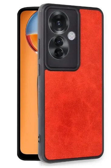 Newface Oppo Reno 11F Kılıf Aras Deri Kapak - Kırmızı resmi