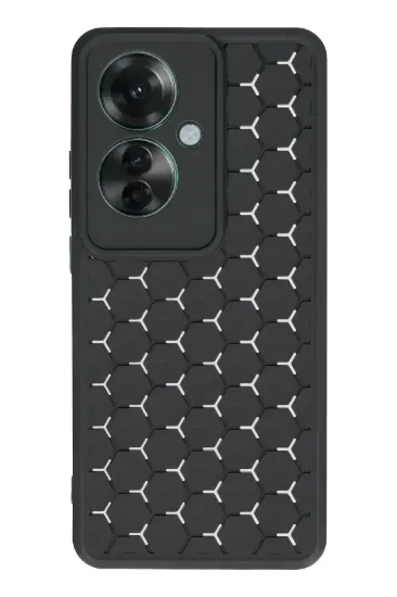 Newface Oppo Reno 11F Kılıf Petek Silikon Kapak - Siyah resmi