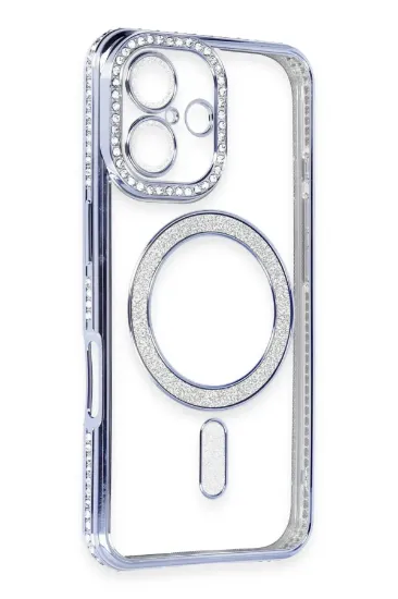 Newface iPhone 16 Kılıf Joke Simli Magneticsafe Kılıf - Mavi resmi