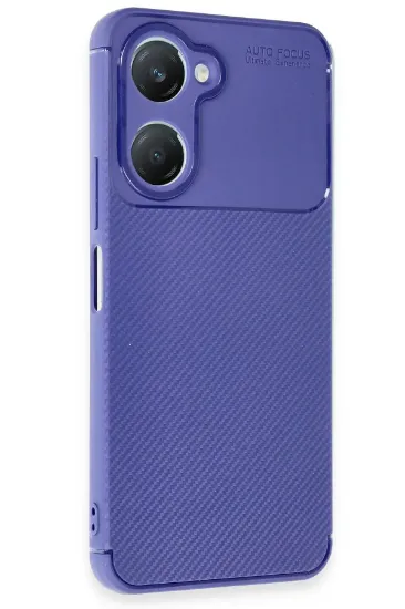 Newface Vivo Y18 Kılıf Auto Focus Karbon Kapak - Lacivert resmi