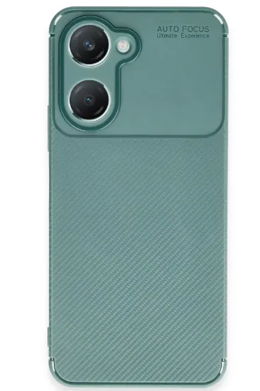 Newface Vivo Y18 Kılıf Auto Focus Karbon Kapak - Koyu Yeşil resmi