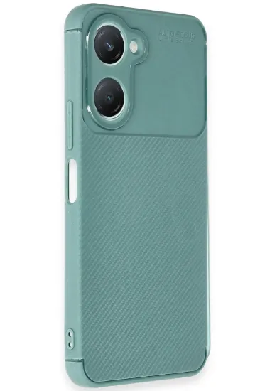 Newface Vivo Y18 Kılıf Auto Focus Karbon Kapak - Koyu Yeşil resmi