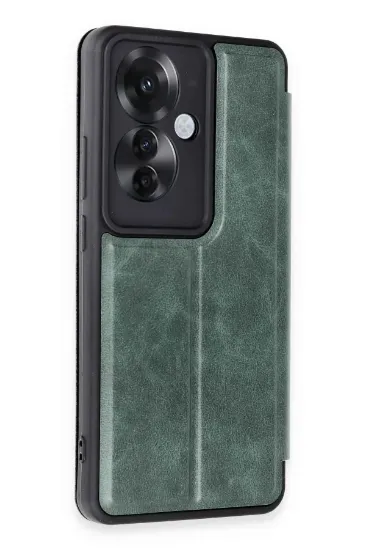 Newface Oppo Reno 11F Kılıf Flip Cover - Koyu Yeşil resmi