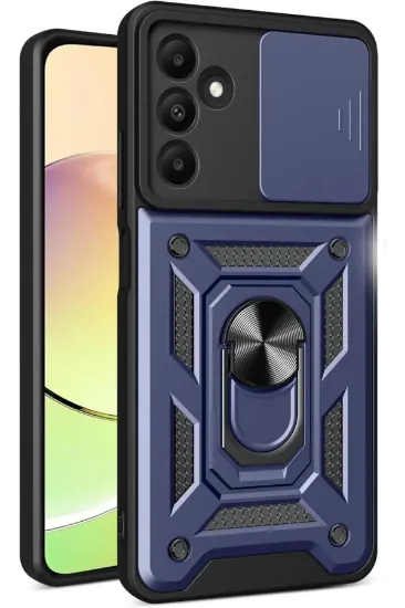 Newface Samsung Galaxy M15 Kılıf Pars Lens Yüzüklü Silikon - Lacivert resmi