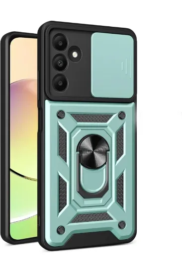Newface Samsung Galaxy M15 Kılıf Pars Lens Yüzüklü Silikon - Yeşil resmi