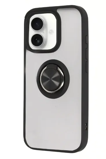 Newface iPhone 16 Kılıf Montreal Yüzüklü Silikon Kapak - Siyah resmi