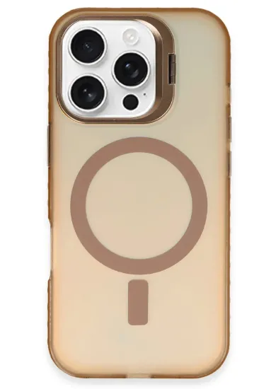 Newface iPhone 16 Pro Kılıf Primera Magsafe Standlı Kapak - Gold resmi
