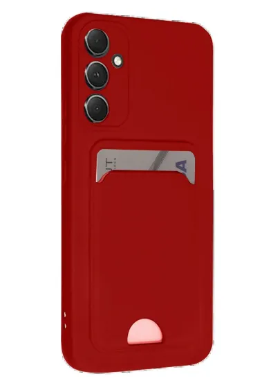 Newface Samsung Galaxy S24 FE Kılıf Kelvin Kartvizitli Silikon - Kırmızı resmi