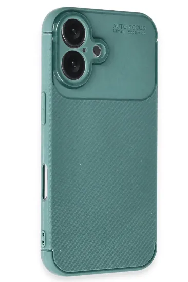 Newface iPhone 16 Kılıf Auto Focus Karbon Kapak - Koyu Yeşil resmi