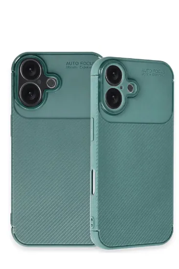 Newface iPhone 16 Kılıf Auto Focus Karbon Kapak - Koyu Yeşil resmi