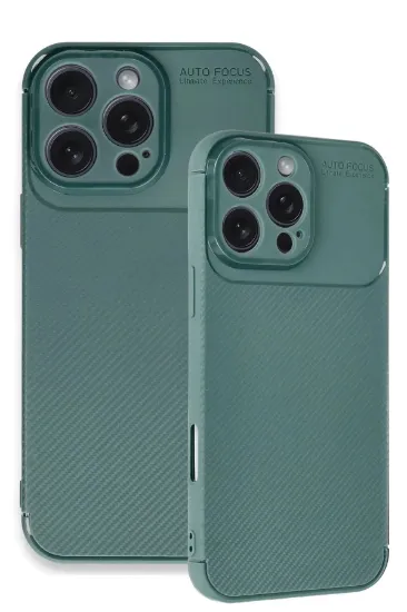 Newface iPhone 16 Pro Max Kılıf Auto Focus Karbon Kapak - Koyu Yeşil resmi