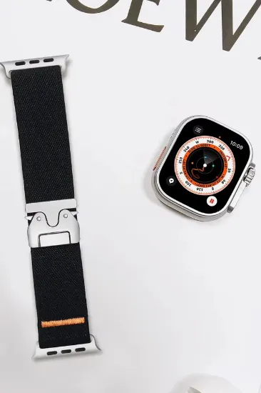 Newface Apple Watch 42mm Forest Kumaş Kordon - Siyah resmi