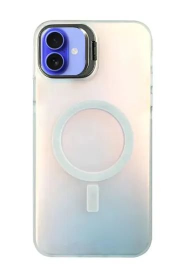 Newface iPhone 16 Plus Kılıf Primera Magsafe Standlı Kapak - Beyaz resmi
