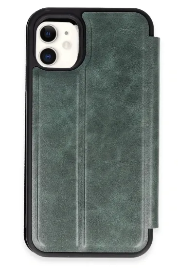 Newface iPhone 11 Kılıf Flip Cover - Koyu Yeşil resmi