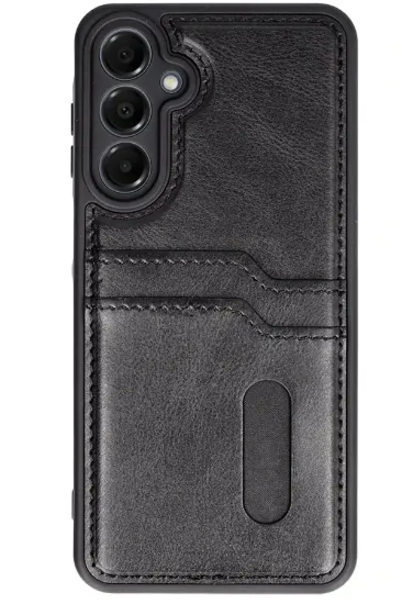 Newface Samsung Galaxy S24 FE Kılıf Sara Kartvizitli Deri Kılıf - Siyah resmi