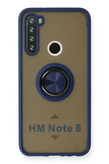 Newface Xiaomi Redmi Note 8 Kılıf Montreal Yüzüklü Silikon Kapak - Lacivert resmi