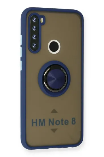 Newface Xiaomi Redmi Note 8 Kılıf Montreal Yüzüklü Silikon Kapak - Lacivert resmi