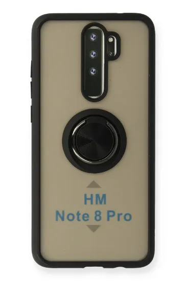 Newface Xiaomi Redmi Note 8 Pro Kılıf Montreal Yüzüklü Silikon Kapak - Siyah resmi