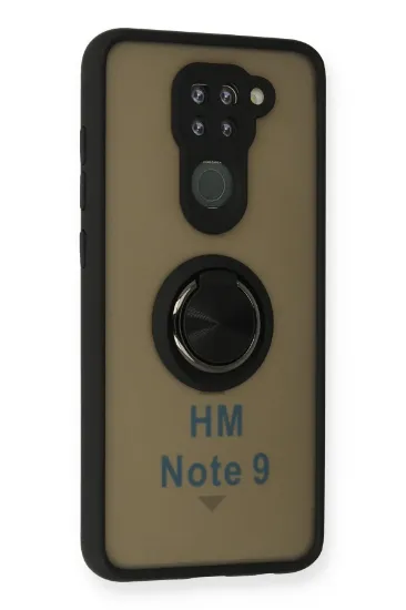 Newface Xiaomi Redmi Note 9 Kılıf Montreal Yüzüklü Silikon Kapak - Siyah resmi