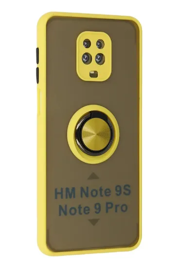 Newface Xiaomi Redmi Note 9 Pro Kılıf Montreal Yüzüklü Silikon Kapak - Sarı resmi