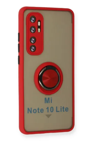 Newface Xiaomi Mi Note 10 Lite Kılıf Montreal Yüzüklü Silikon Kapak - Kırmızı resmi