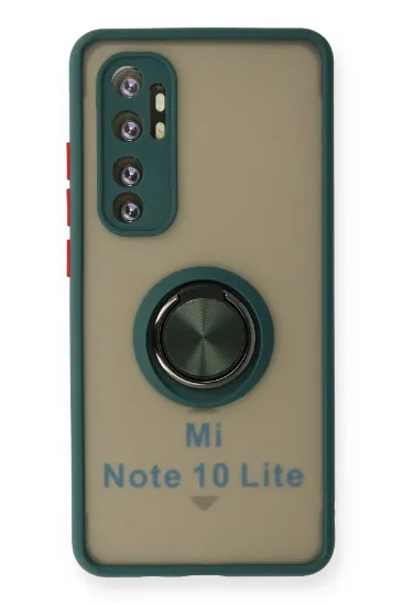 Newface Xiaomi Mi Note 10 Lite Kılıf Montreal Yüzüklü Silikon Kapak - Yeşil resmi