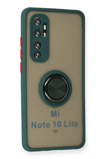 Newface Xiaomi Mi Note 10 Lite Kılıf Montreal Yüzüklü Silikon Kapak - Yeşil resmi