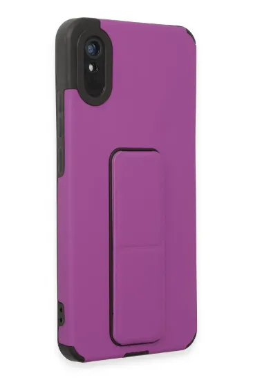 Newface Xiaomi Redmi 9A Kılıf Mega Standlı Silikon - Mor resmi