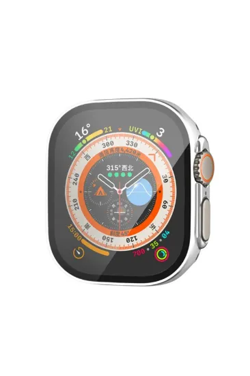 Newface Apple Watch Ultra 49mm Legend Camlı Kasa Ekran Koruyucu - Gümüş resmi