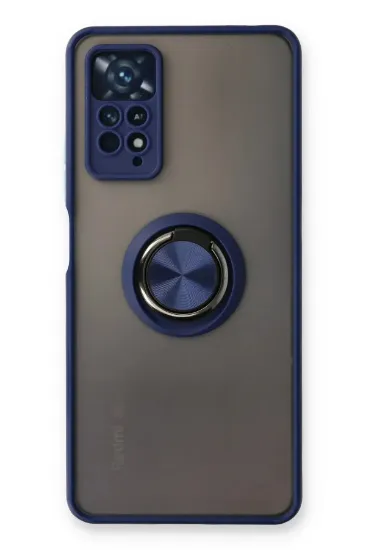 Newface Xiaomi Redmi Note 11 Pro Kılıf Montreal Yüzüklü Silikon Kapak - Lacivert resmi