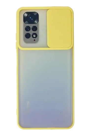 Newface Xiaomi Redmi Note 11 Kılıf Palm Buzlu Kamera Sürgülü Silikon - Sarı resmi