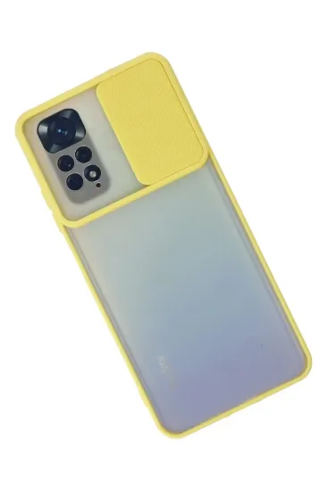 Newface Xiaomi Redmi Note 11 Kılıf Palm Buzlu Kamera Sürgülü Silikon - Sarı resmi