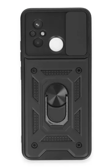Newface Xiaomi Redmi 12C Kılıf Pars Lens Yüzüklü Silikon - Siyah resmi