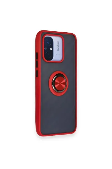 Newface Xiaomi Redmi 12C Kılıf Montreal Yüzüklü Silikon Kapak - Kırmızı resmi